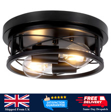 Black Round E27 2-Way Flush